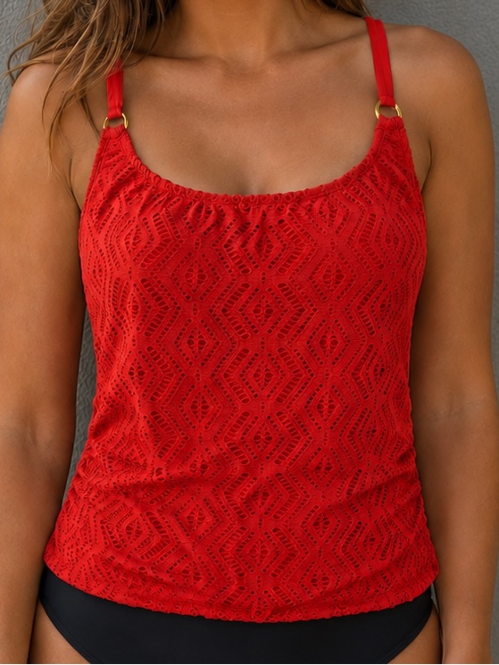 Tankini Coral color swim top by Island Escape size 14